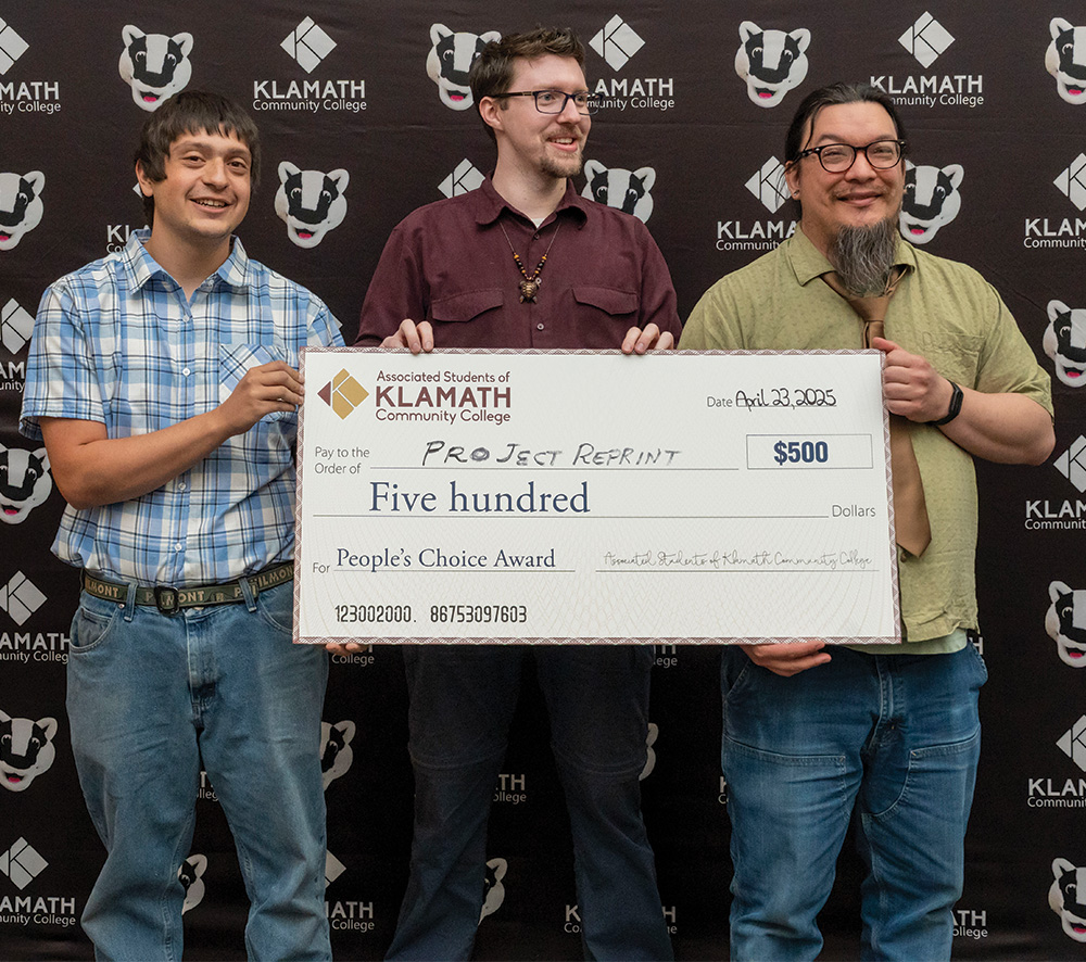 Second place Prototype Concept for $750 was awarded to Project Reprint and its members, Cliff Foster, Alex Filmore and Thackery Moreland, all engineering students. Their idea is to create a small, plastic bottle recycling machine that pulverizes and melts plastic to produce a filament that can then be used in do-it-yourself 3D printing machines.